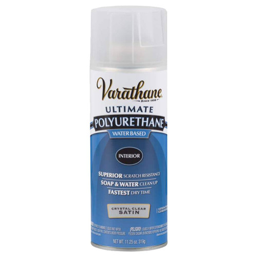 Varethane Water-Based Polyurethane Spray Paint, Crystal Clear Satin, 11.25 oz.