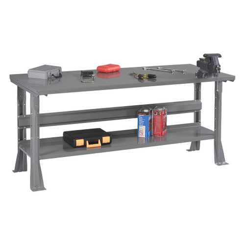 Tennsco Work Bench with Steel Top, Flared Legs and Lower Shelf, 5'W x 30"D
