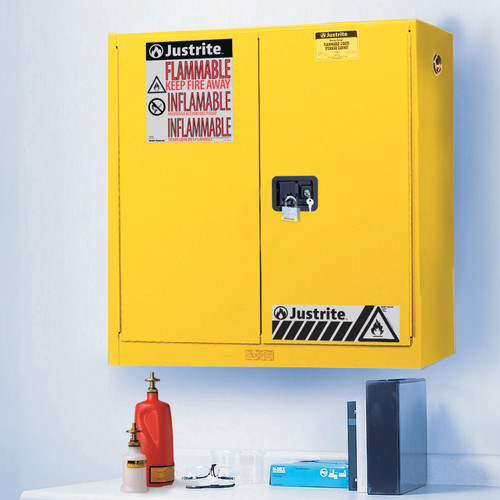 Justrite Sure-Grip Ex 20 Gallon Wall Mount Safety Cabinet - Manual Close