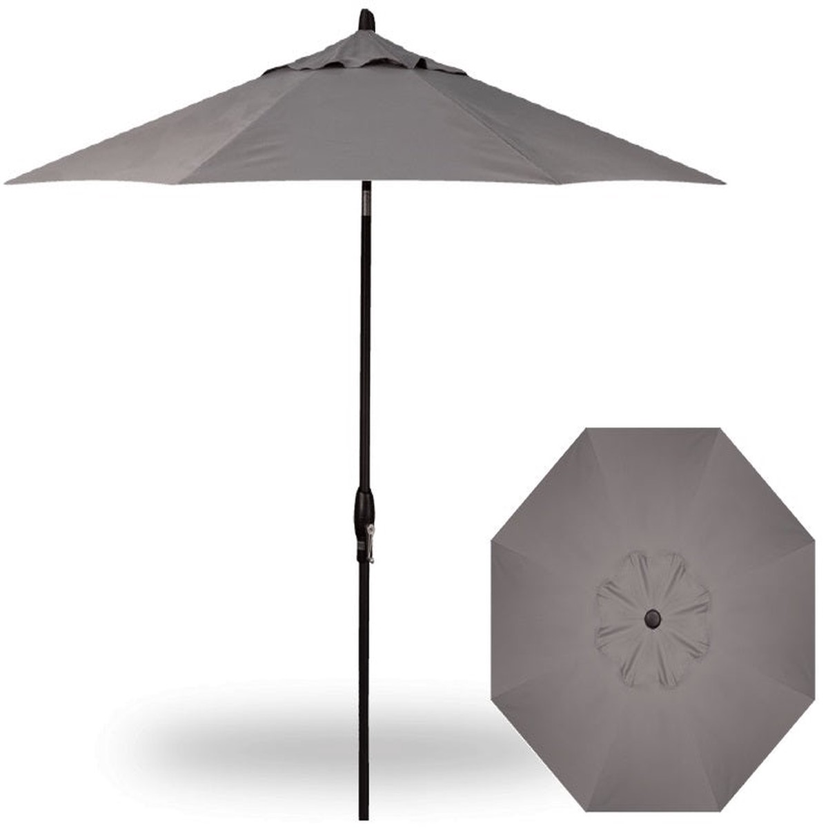9' Auto Tilt Market Black Frame Charcoal Canopy Umbrella