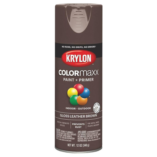 Krylon COLORmaxx Spray Paint + Primer, Gloss Leather Brown