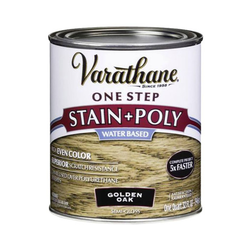 Varathane Water-Based One Step Stain & Polyurethane, Golden Oak, Quart