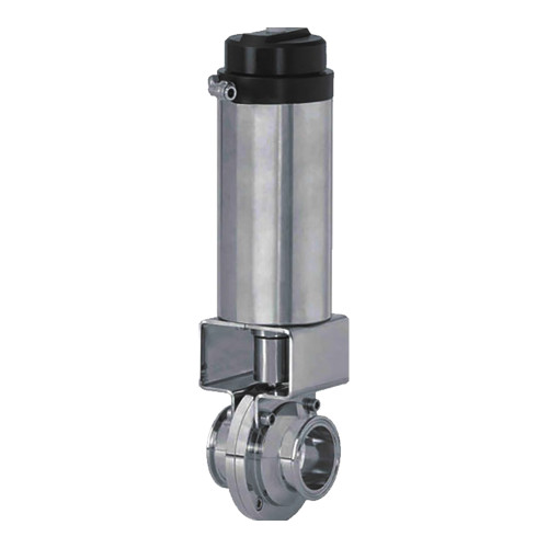 Cipriani Harrison Valves 100 Series 304 SS Pneumatic Actuated Butterfly Valve w/PTFE Seals & SS Disc, Clamp End