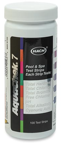 AquaChek Silver 551236 7‑Way Test Strips – 100‑Count Bottle (Free & Total Chlorine, Bromine, pH, Alk