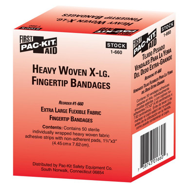 Heavy Woven Extra Large Fingertip Bandages, 50 Per Box 1-660
