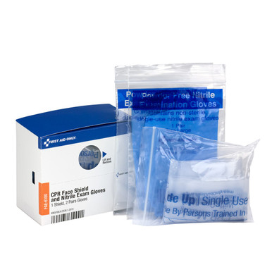 SmartCompliance Refill CPR Face Shield & Nitrile Gloves, 1 Shield, 2 Pair Gloves per Box FAE-6100