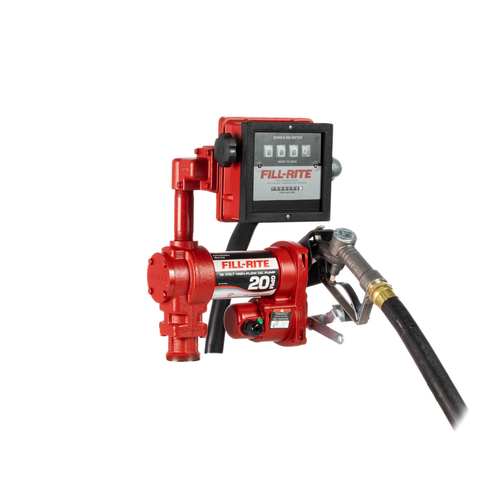 Fill-Rite FR4211H 12V DC Transfer Pump w/ Meter, Hose, & Manual Nozzle - 20 GPM