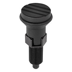 Kipp 3/8"-16 Indexing Plunger with Grooved Pull Knob, Stainless Steel, Locking Pin Hardened - Style C (Qty. 1), K0339.03005A4
