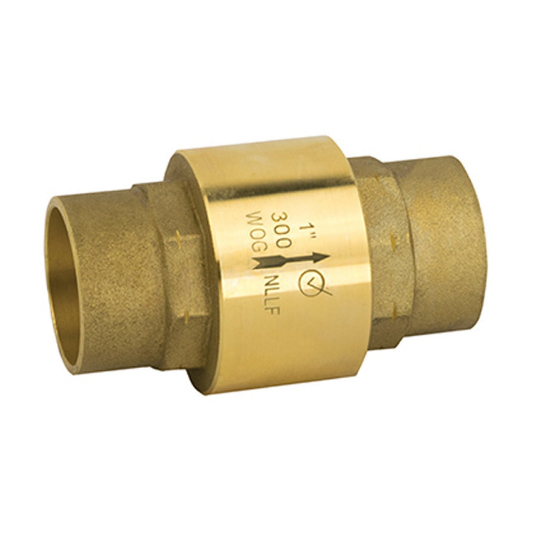 Jomar 105-613G 5 Pack - 1/2 Inch Solder Connection Lead Free Brass Inline Check Valves