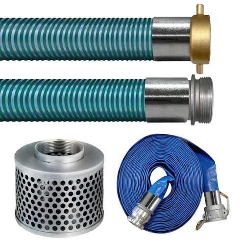Kuriyama 4 in. Water Suction & Discharge Hose Kit W/ Strainer & Pin Lugs - for Water Transfer Pumps