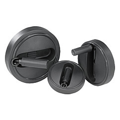 Kipp 160 mm x 16 mm ID Novo Grip Handwheels with Fold-Away Handle, Thermoplastic, Size 4 (Qty. 1), K0258.416016