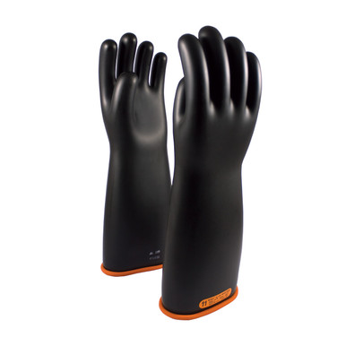 Black 11 NOVAX Insulating Glove, Class 4, 18 In., Blk./Orn., Straight Cuff Novax Rubber Insulating Gloves 1 Pair 155-4-18/11