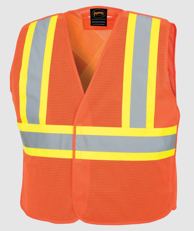 Pioneer V1030650 Tear-Away Mesh Safety Vest, Orange