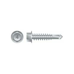 #10-16 x 1" Self-Drilling 410 Stainless Steel Unslotted Indented Hex Washer Head, Passivated & Waxed w/Bonded NEO-EPDM Screw , #3-Point (3000/Bulk Pkg)