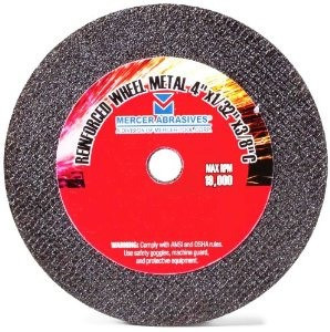 4-1/2" x 1/16" x 7/8" Coarse Grade Small Diameter Double Reinforced High-Speed Cut-Off Wheel, Mercer Abrasives 615040 (50/Pkg.)