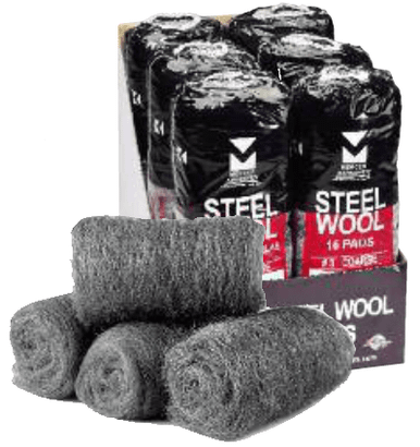 Steel Wool Hand Pads - Extra Course - Mercer Abrasives 283EXTCRS (6 Sleeves/96 Pads)
