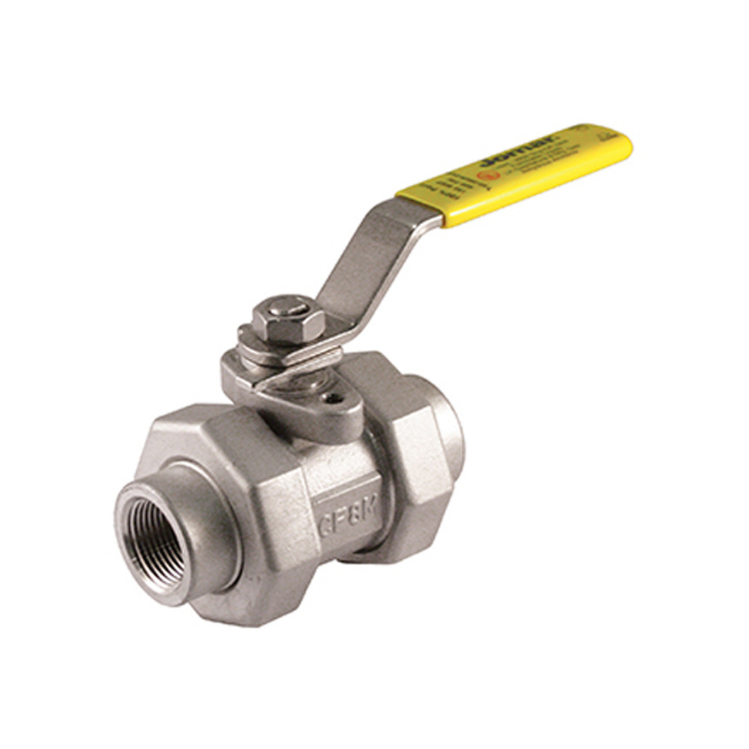 Jomar 100-985 1 Inch Stainless Steel Ball Valve 5 Piece, Full Port, Double Union End, Threaded Connection, 3000 WOG
