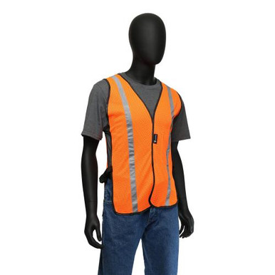 HI-VIS ORANGE GENERAL USE SAFETY VEST WITH HOOK & LOOP FRONT CLOSURE- NON-ANSI 47101/O