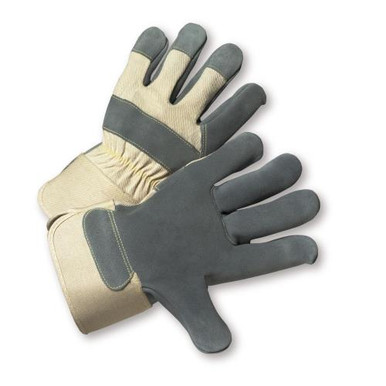 Premium Side Leather, Rubberized Safety Cuff, Kevlar Sewn - White Cuff & Fabric Back: Small 500-AAA/XL
