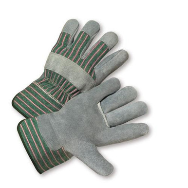 Premium Select Leather Palm Rubberized Safety Cuff - Green/Pink Fabric 500-A
