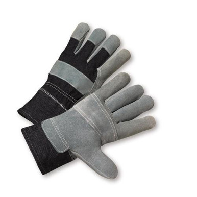 Economy Leather Patch Palm - Denim Safety Cuff Glove - Denim Fabric 500BD-R/L