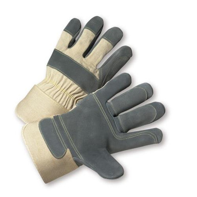 Double Palm and 2 middle fingers, Prem Side Leather Kevlar Sewn, Rubberized SC - White Cuff & Fabric - Small 500DP-AAA/XL