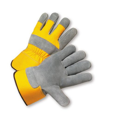 Premium Select Leather Palm Rubberized Safety Cuff - Solid Yellow Cuff &Fabric Back 500Y/M