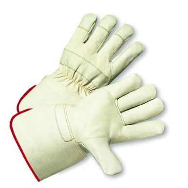 Grain Cowhide Rubberized Gauntlet Cuff Glove - White Cuff & Fabric Back: Small 8000/L