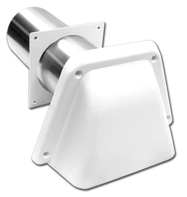 Dryer Vent Hood With Tail Piece, Removable Screen & Sleeve, Commercial Grade, White, 4 x 8-In.