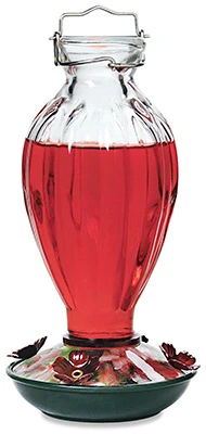 Hummingbird Feeder,Fluted Glass, 20-oz.