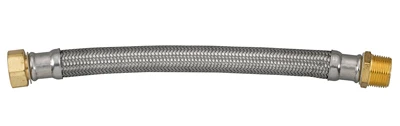 Water Heater Connector, Braided Stainless Steel, 3/4 x 24 In.