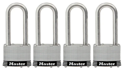 Keyed Laminated Padlocks, Stainless Steel, 2-In., 2.5-In. Long Shackle, 4-Ct.