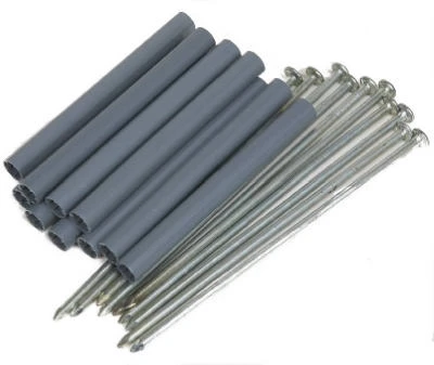 Gutter Spike & 5 In. Black Plastic Ferrule, Galvanized, 7 In., 10-Pk.