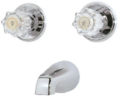 Tub Faucet, 2 Acrylic Handles, Chrome Finish