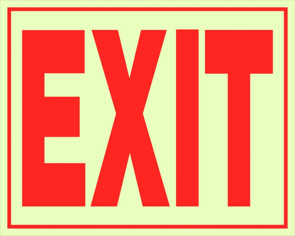 Glow-in-the-Dark Exit Sign, 8 x 11-In.