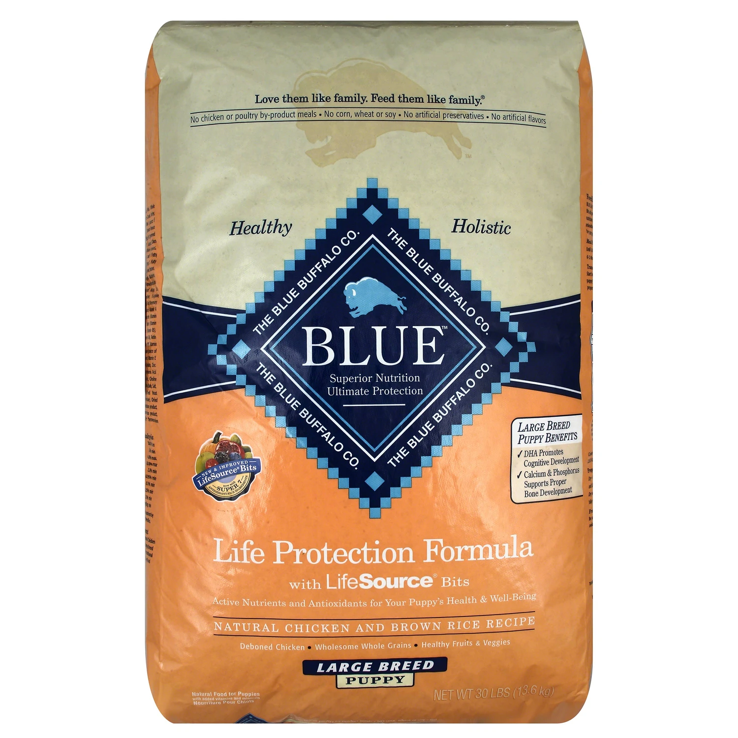Dry Dog Food, Chicken/Rice, Large Breed Puppy, 30 Lbs.
