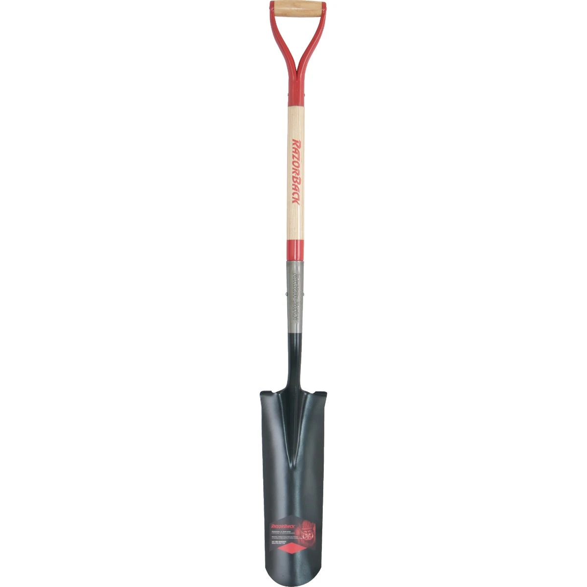 Drain Spade, Open Back, Wood Handle, 16 In.