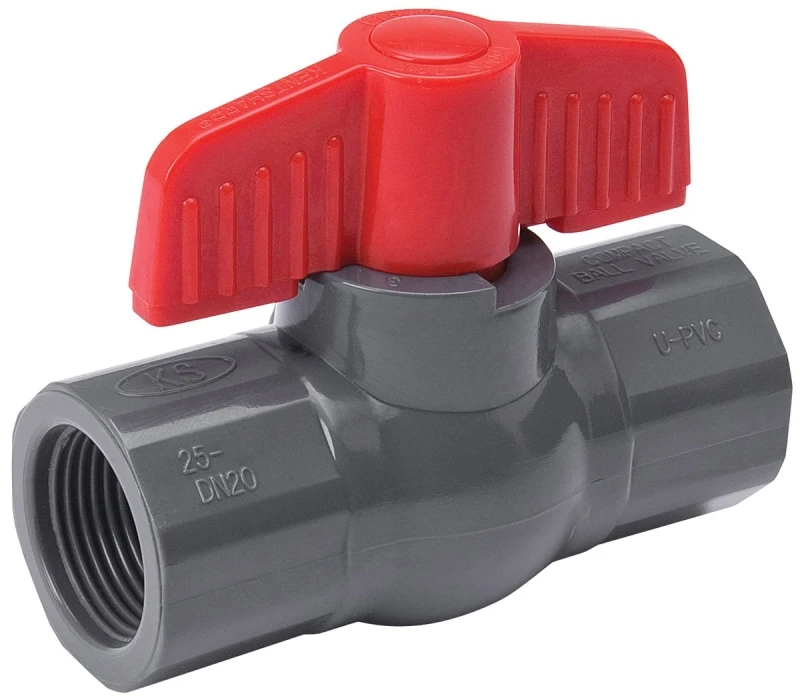 Threaded Ball Valve, Gray PVC, 1 In.