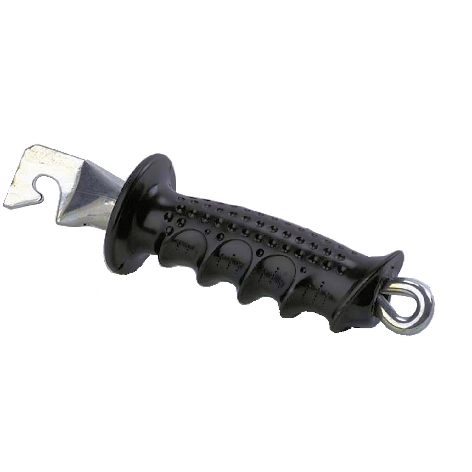 Old Ironsides Electric Fence Gate Handle, Spring Mechanism, Steel With Black Insulated Grip