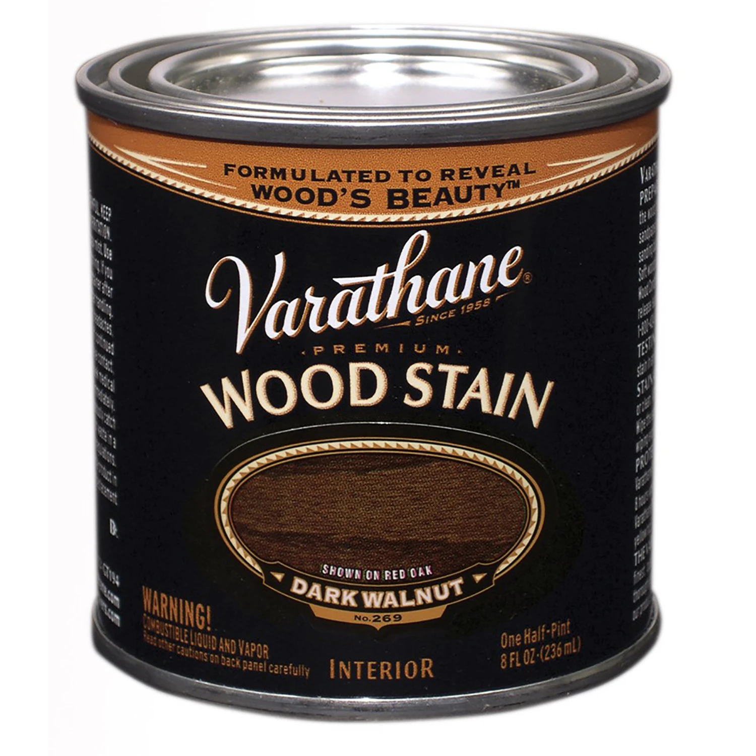 Dark Walnut Premium Oil-Based Interior Wood Stain, 1/2-Pt.