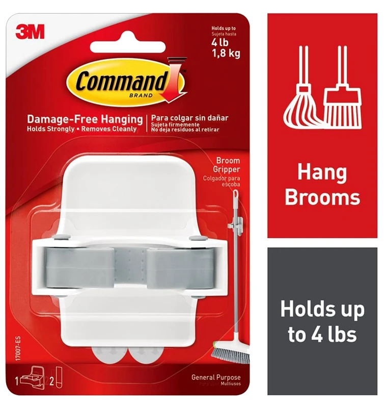 Command Broom Gripper Hook, White