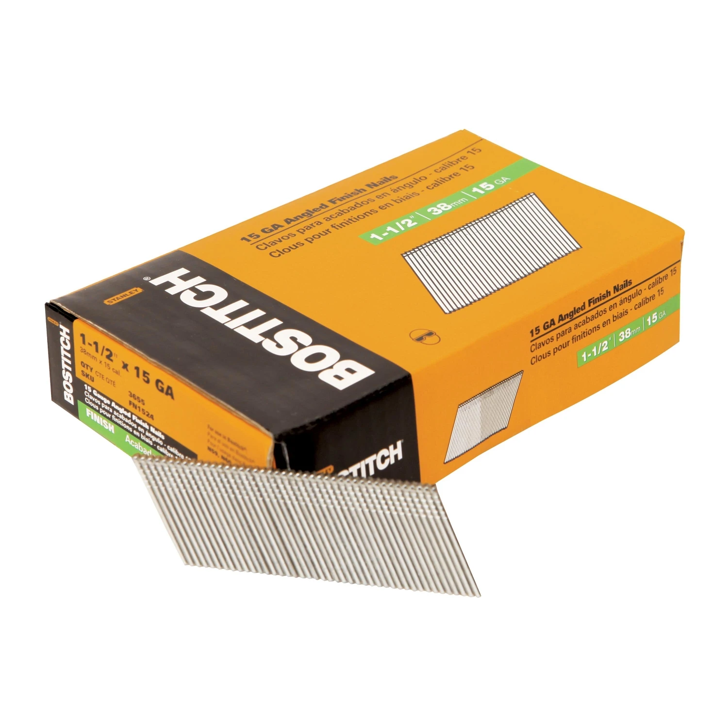 Collated Finish Nails, 15 Gauge, 1-1/2 In., 3,655-Ct.