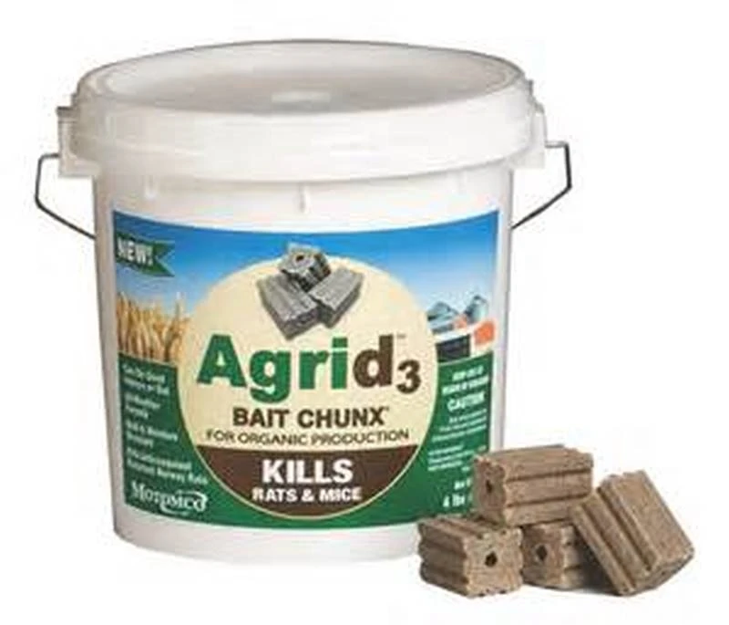 Agrid 3 OMRI Rodenticide Bait Chunks, 4 Lbs. of 1 oz. Chunks