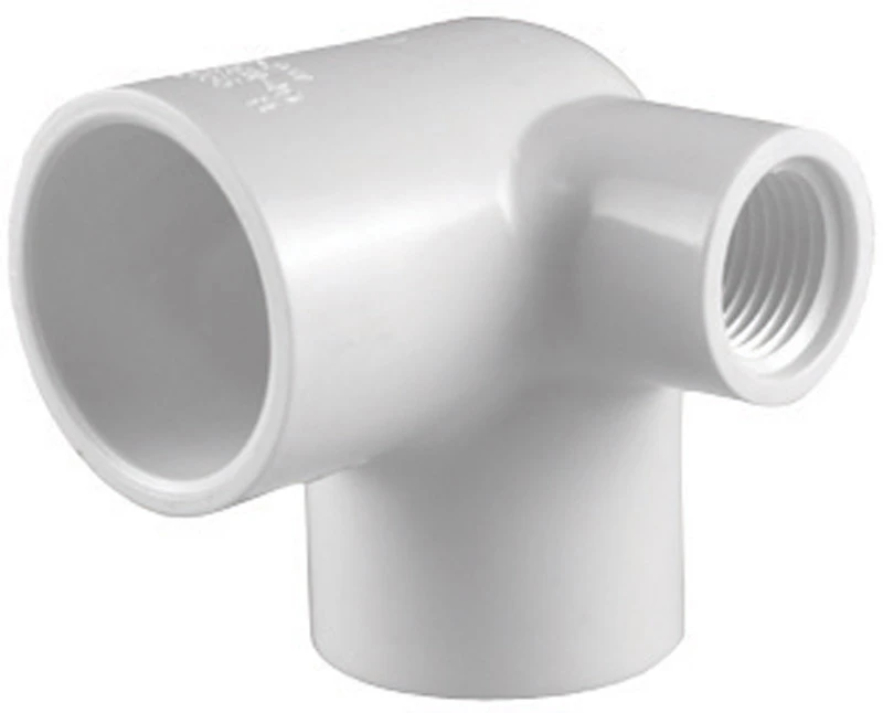 Schedule 40 Pipe Elbow, Side Inlet, Slip x Slip x FPT, White, 3/4 x 3/4 x 1/2 In.