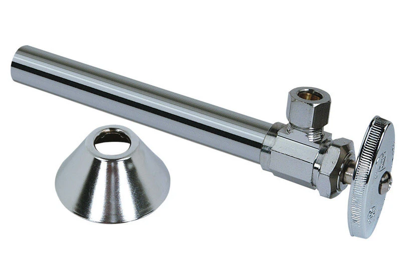 Chrome Angle Sweat Stop Valve, 5/8 x 3/8-In.With 5Sweat Extension