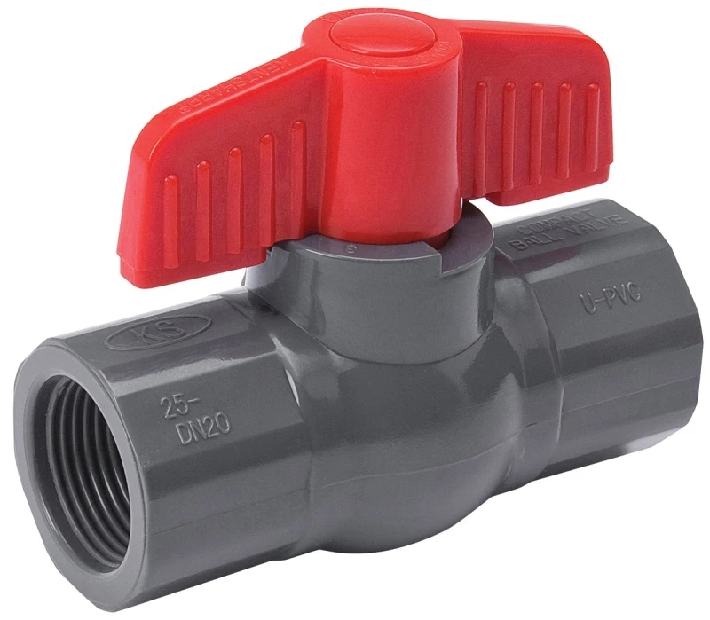 Threaded Ball Valve, Gray PVC, 1-1/4 In.