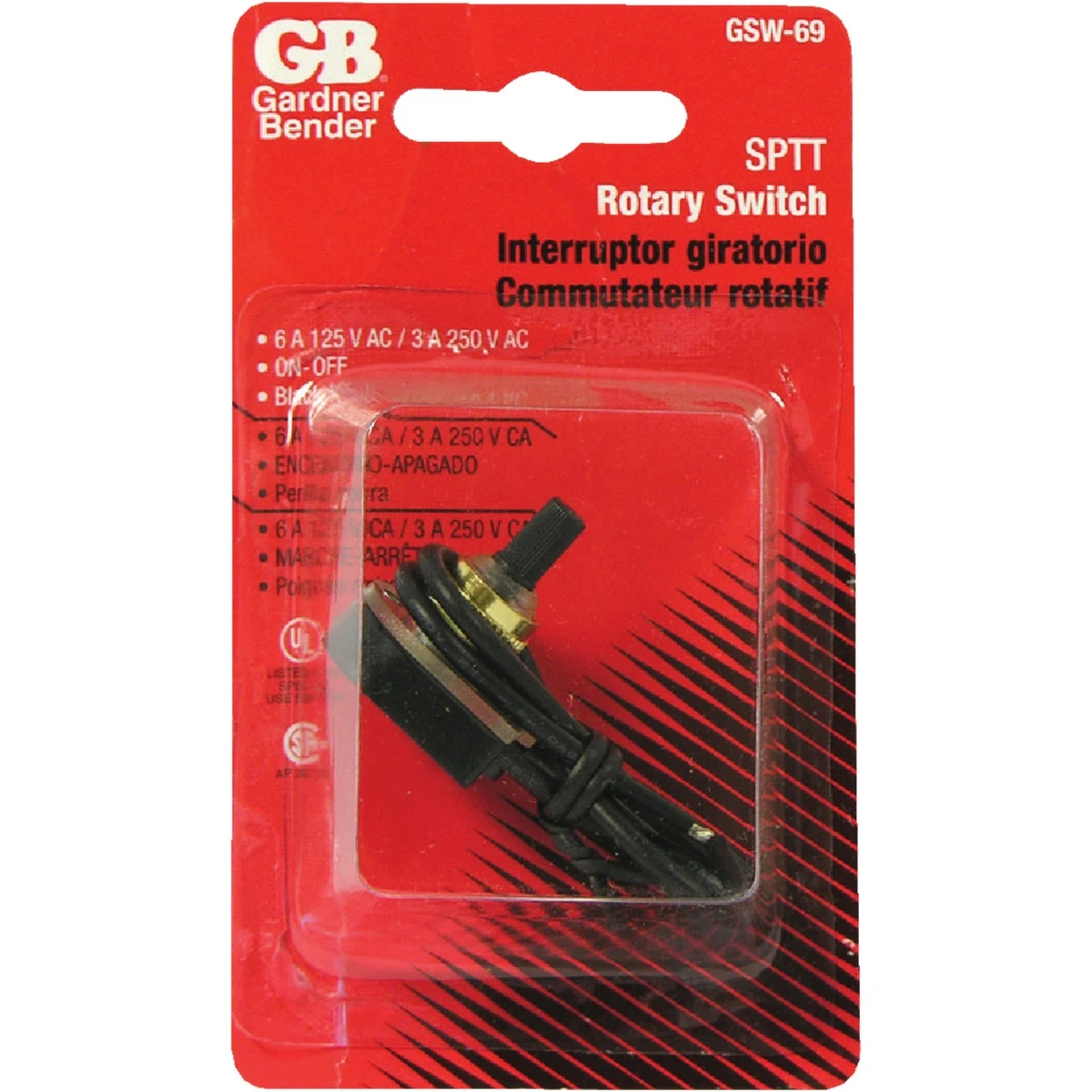 Bright Brass Single-Pole/Single-Throw Rotary Switch