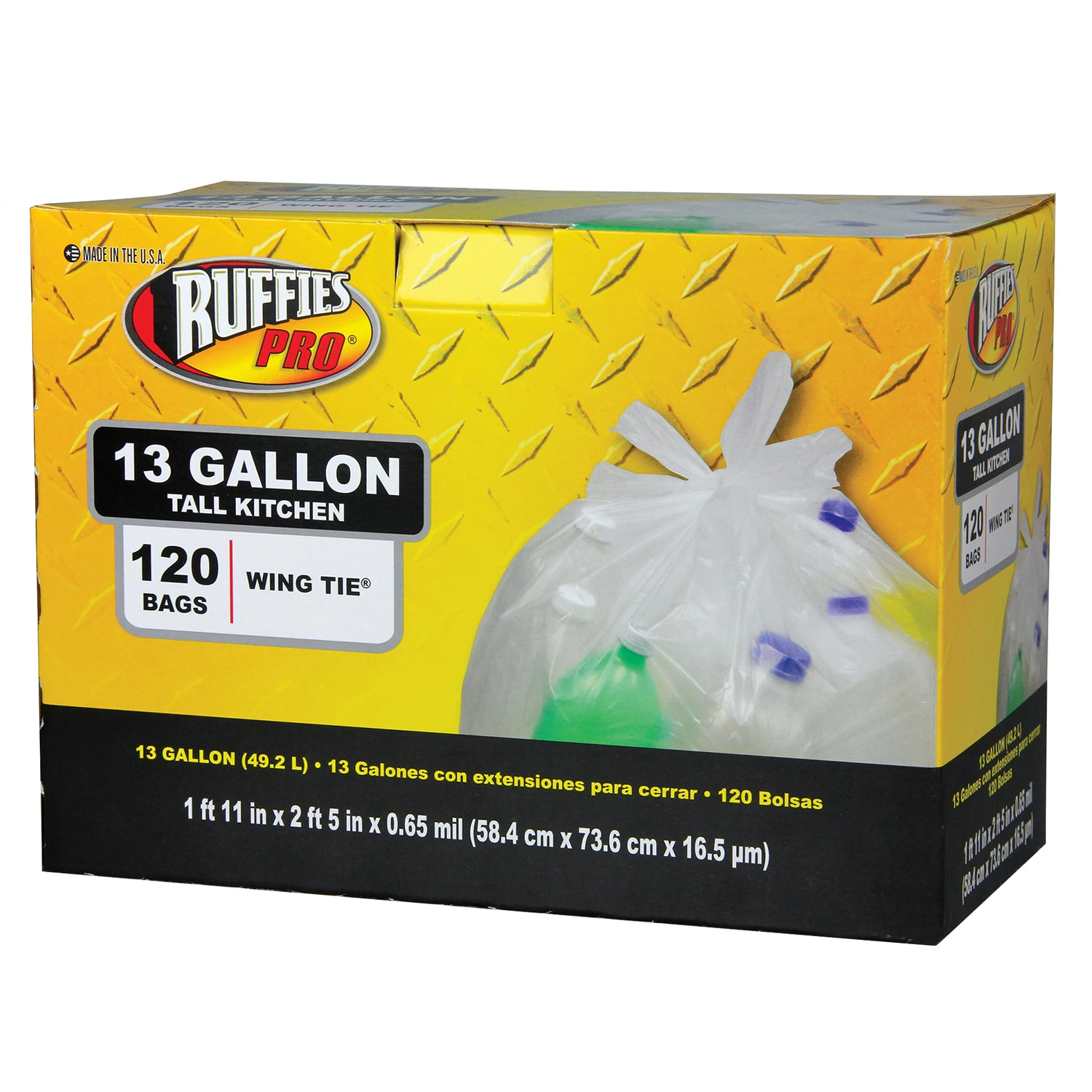 Tall Kitchen Recycling Bags, Clear, 13 Gallon, 120-Ct.