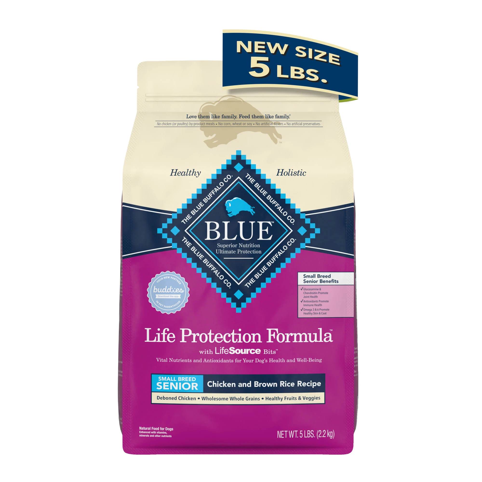 Senior Dry Dog Food, Chicken/Rice, Small Breed, 5 Lbs.
