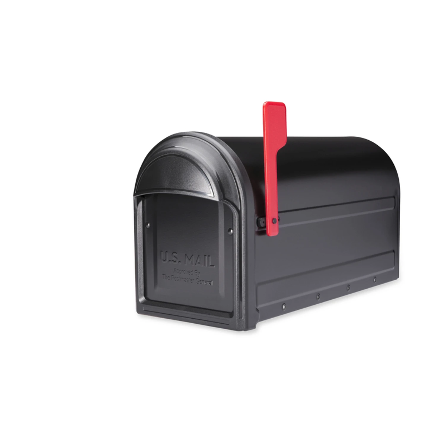 Barrington Mailbox Black with Red Flag, Post-Mount, Black, 8.5 x 11 x 20.6-In.